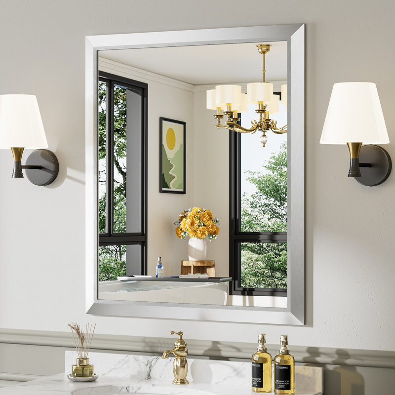 Miroirs de salle de bain modernes et contemporains en métal biseauté rectangulaire / carré avec verre trempé HD