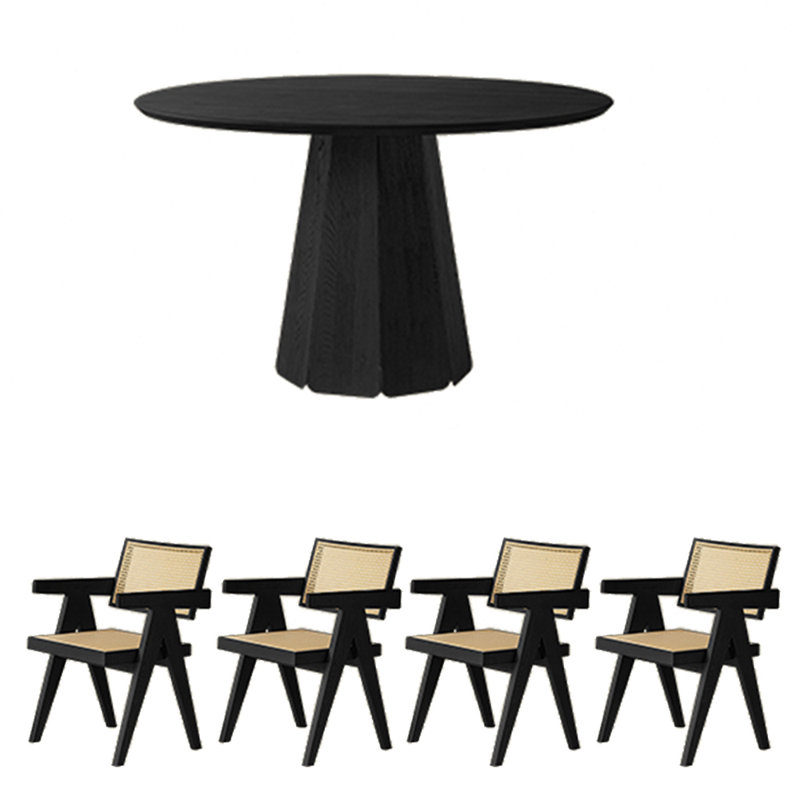 Ensemble de table de salle à manger en frêne carbonisé, H 29,53 po x L 43,31 po x l 43,31 po