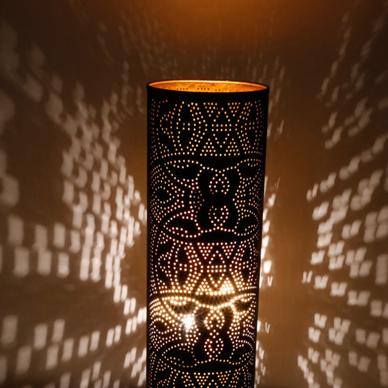 Cervantez 98cm Column Floor Lamp, Black/Gold