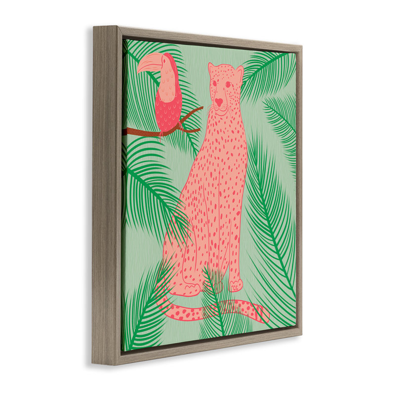 "Cheetah & Toucan Pastels", art mural sur toile flottante par Carrie Cantwell, H 18 po x l 18 po