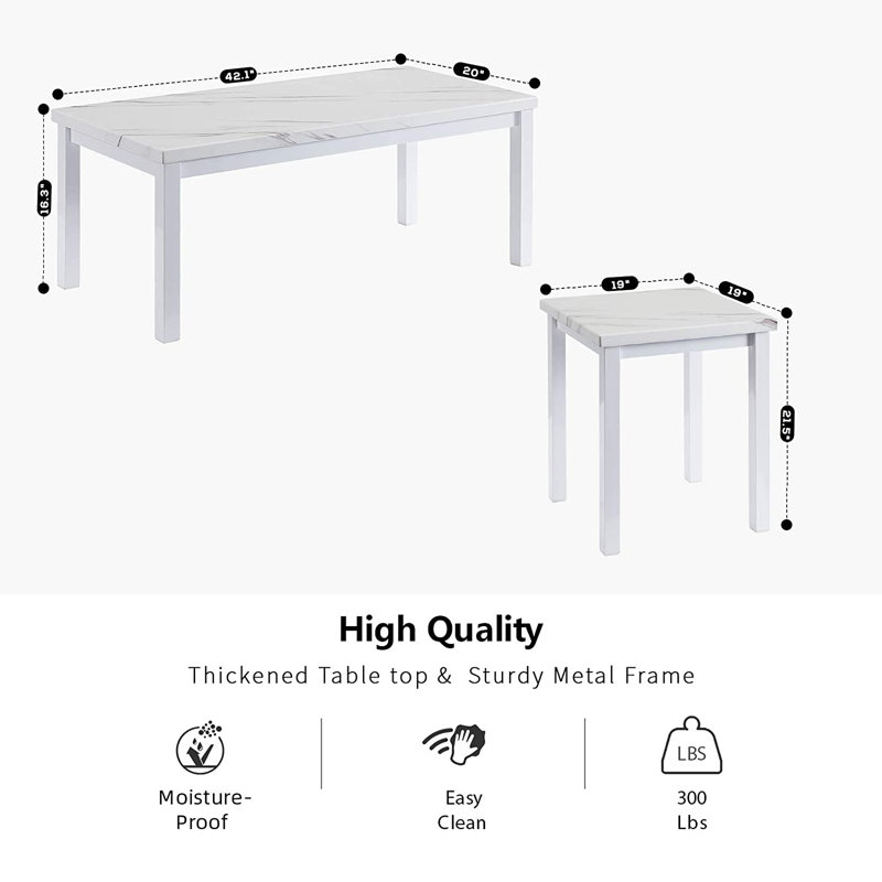 Ensemble de tables basses 3 pièces Laquandria, Blanc