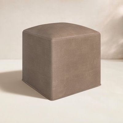 Cupertino 18" Leather Patio Pouffe