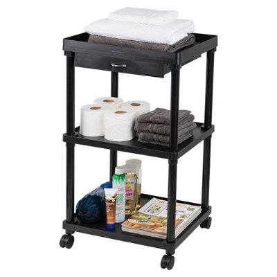 Mind Reader Bar Cart, Rolling, Utility Cart, 3-Tier, Coffee Cart, Bathroom, Kitchen, Plastic, 20"L x 15"W x 34.5"H