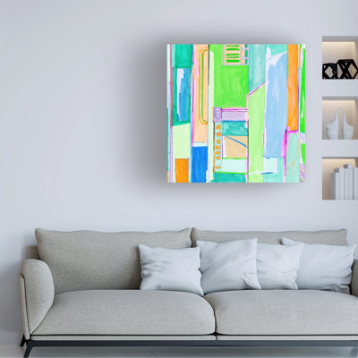 Wrapped Canvas Wall Art - Melissa Wang  'Layered Hiccups II' Wall Art for Living Room, Bedroom, or Office Décor  - 24x24