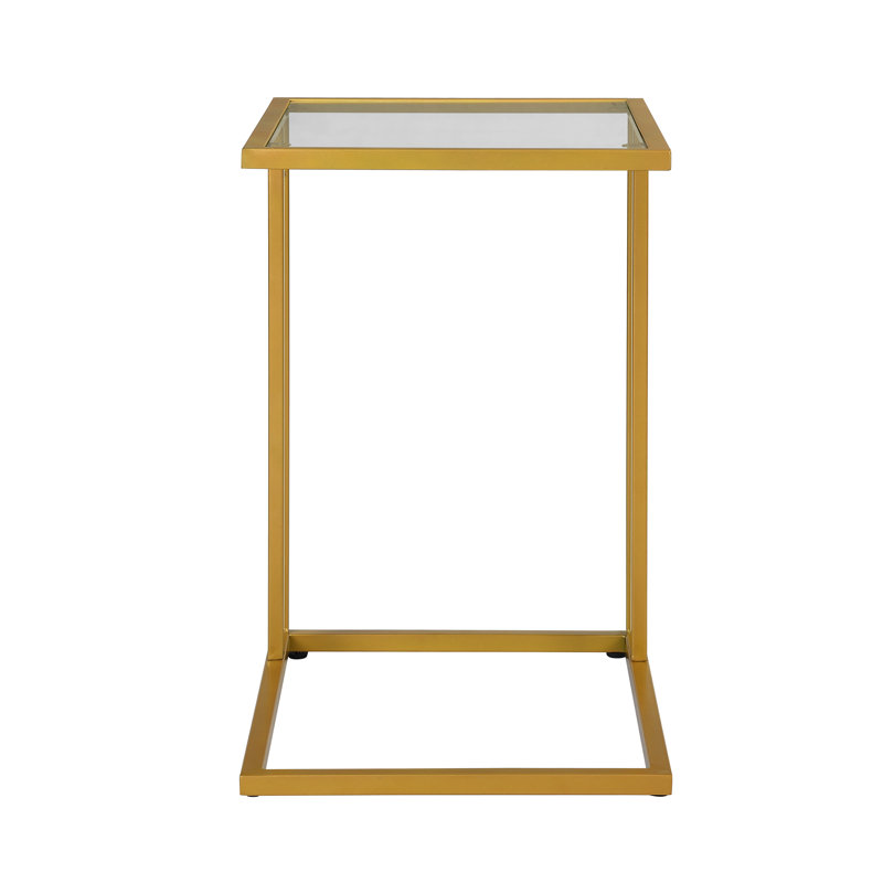 Glass Top C Table End Table, Gold