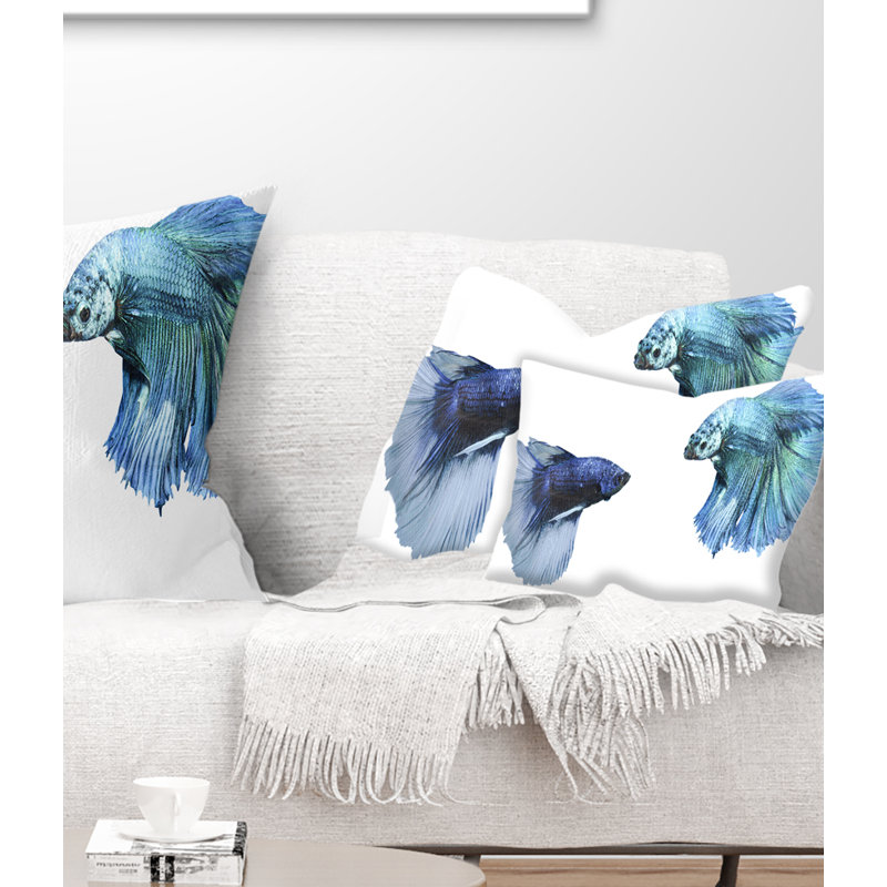 Fighting Fish - Animal Printed Throw Pillow
