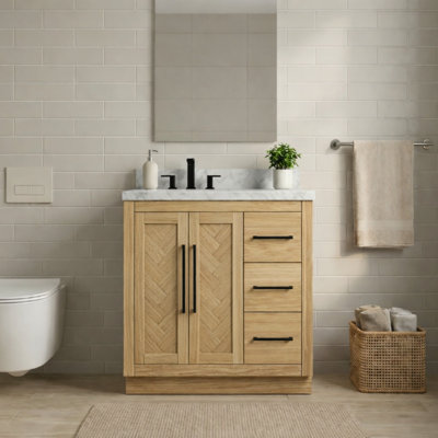 Ensemble de meuble-lavabo simple 36 po avec lavabo encastré en céramique Vivian