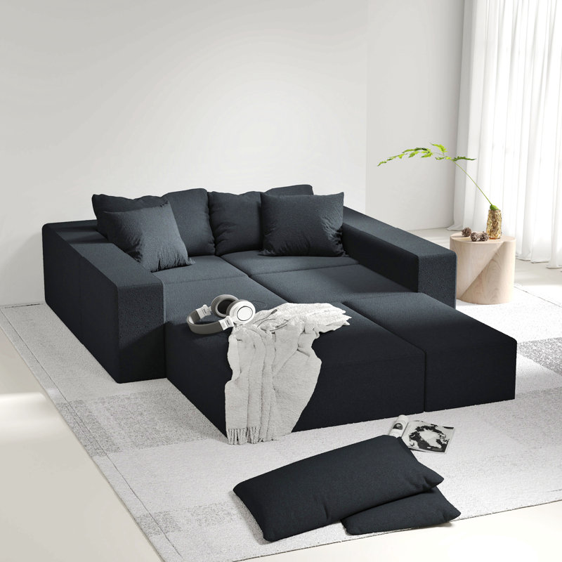 Ensemble de canapé modulaire rembourré moderne, canapé modulaire en L de 132 po avec 6 coussins, canapé-lit combiné gratuit pour le salon, la chambre à coucher