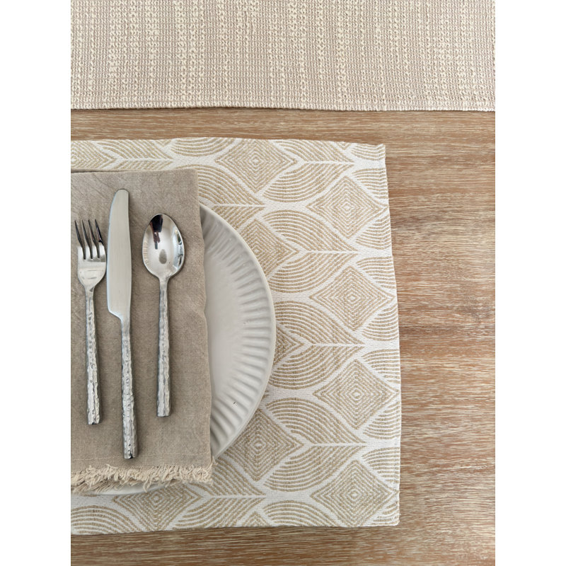 Beige Geometric Fabric Rectangle Placemat