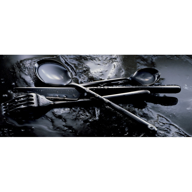 Linea Cutlery Set 5 Pcs Linea Ice Oro Nero Black, Black Gold