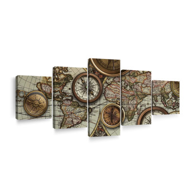 «Compass Collection World Map», reproduction sur toile