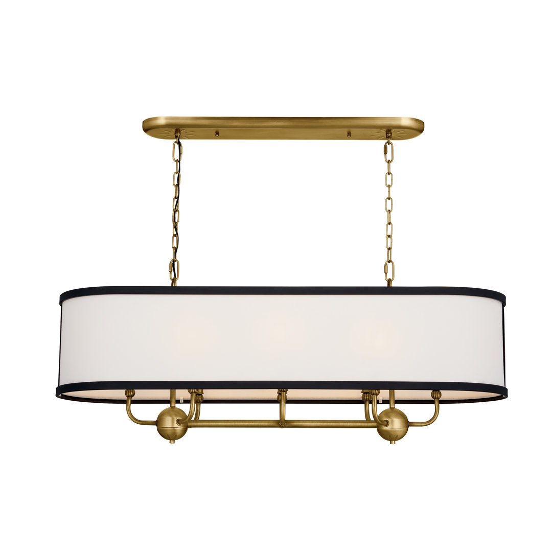  Heddle 42.5 Inch 8 Light Linear Chandelier In Natural Brass DecorbyHannah 