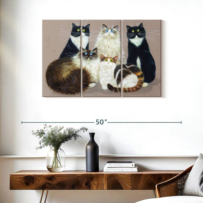 Brampt Five Cat Gang, 24" H x 38" W