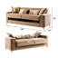 Canapé moderne 3 places avec revêtement en cuivre, dossier ferme et mousse haute densité, idéal pour les pièces à vivre principales. Style contemporain, finitions cuivre, structure en bois et mousse haute densité.