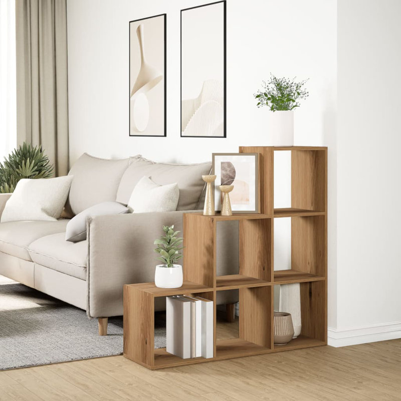 Saphronia Bookcase, Artisan Oak, (3 Shelves) 99cm H x 99cm W x 29cm D