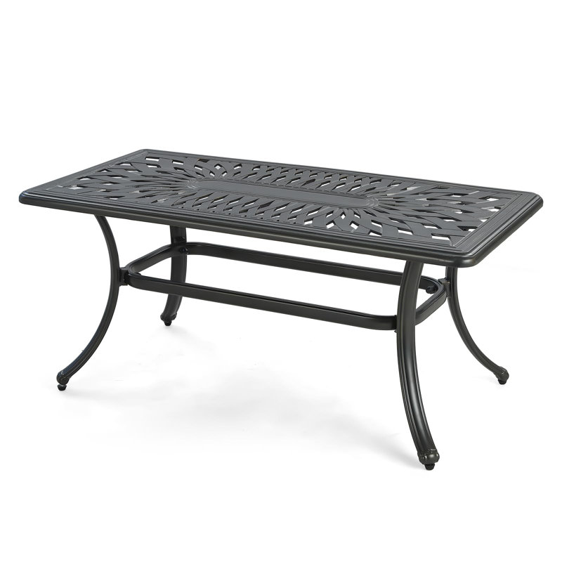  Cast Aluminum Outdoor Coffee Table, 41.98 X 20.98 Inch Rectangular Patio Conversation Table With Lattice Top, Rust-Resistant All-Weather Center Table For Deck, Backyard, Porch, Antique Bronze
