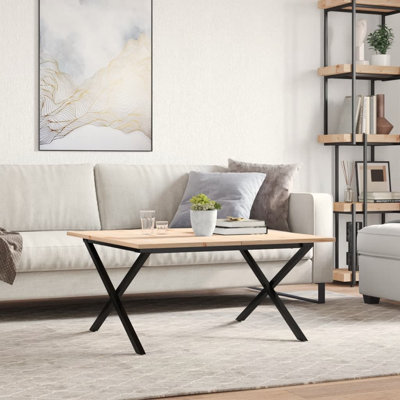 vidaXL Coffee Table X-Frame Solid Wood Pine and Steel