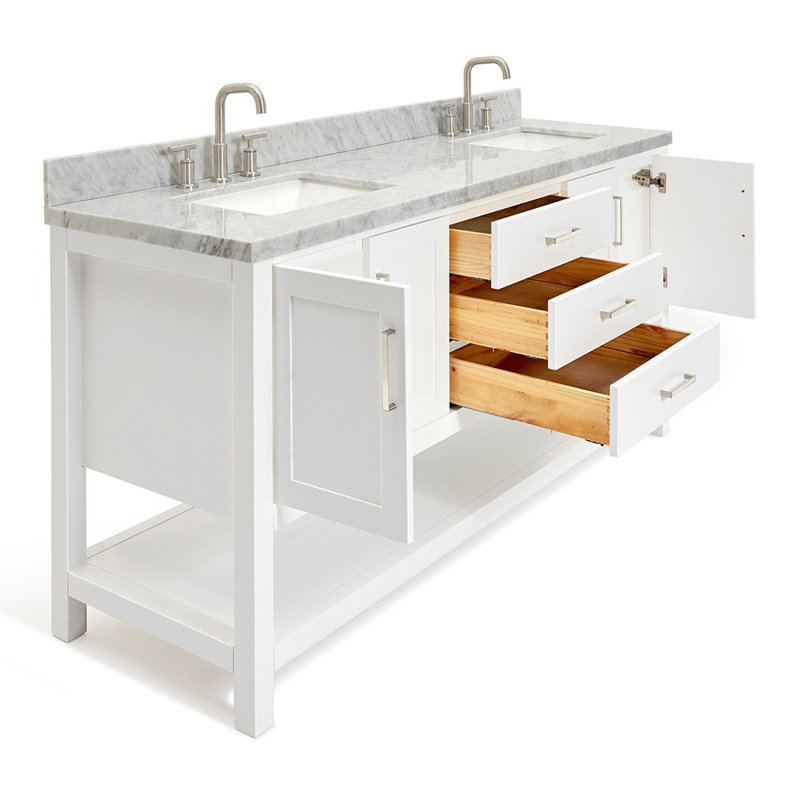 Magnolia Bath Vanity Rectangular Basin S073DCWRV, White, Rectangular