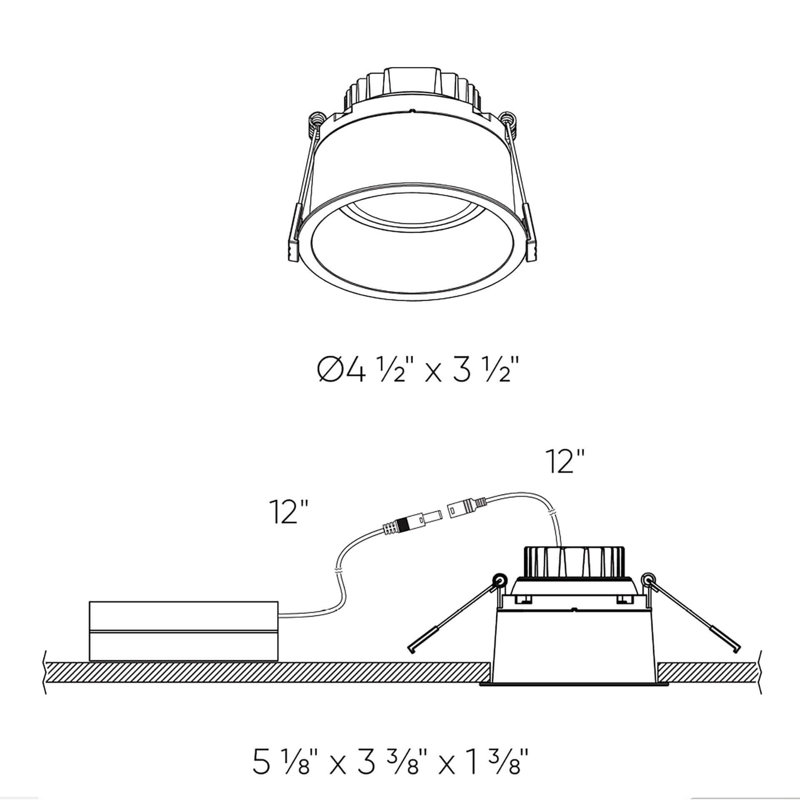 LED Flush Mount, Black, 3.5" H x 4.5" W x 4.5" D