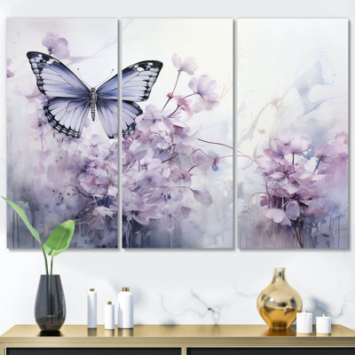 " Purple Butterfly Enchanted Flight I " by Designart 3 - Pieces
