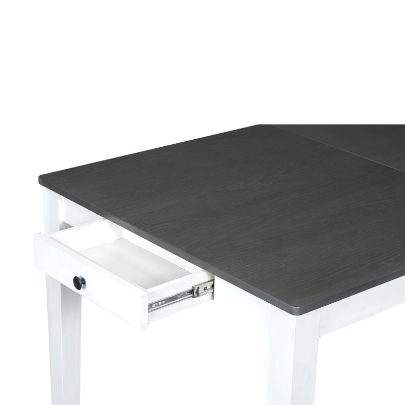 Ensemble de table de salle à manger extensible 78,1 pouces Rustic 7 pièces avec rallonge amovible de 18 pouces, 6 chaises de salle à manger rembourrées, 2 tiroirs intégrés