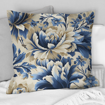 Ikat floral bleu victorien harmonie III - imprimé floral