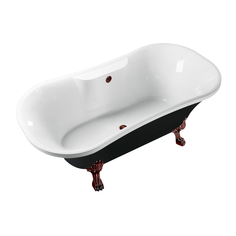68" Streamline Clawfoot Soaking Acrylic Bathtub, Matte Oil Rubbed Bronze, Matte Oil Rubbed Bronze