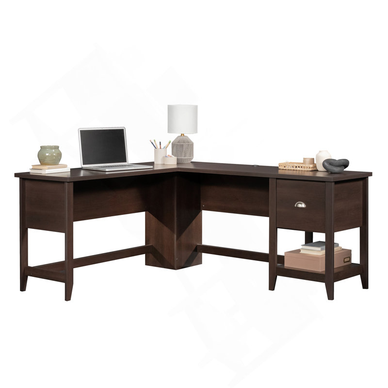 Bureau en L, finition brune