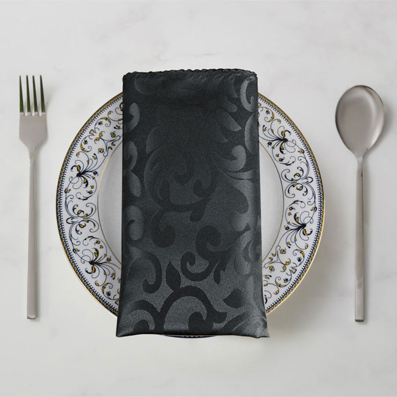 Polyester Damask Rectangle Napkin, Black