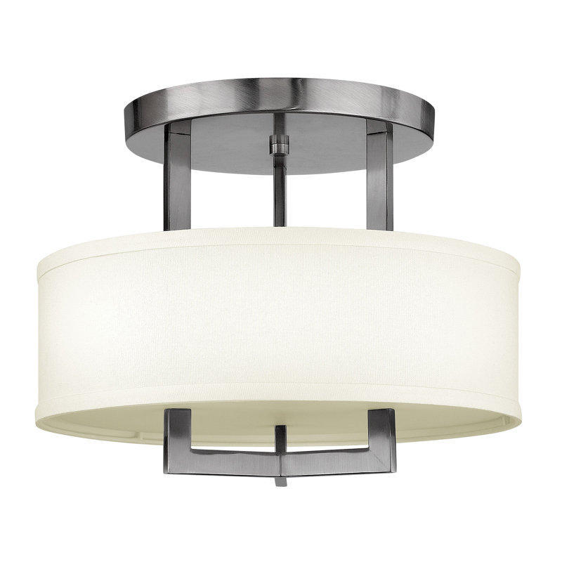 Plafonnier semi-encastré cylindrique à 3 lumières Hampton, Incandescent, H 11,8 po x l 15 po x P 15 po, Nickel