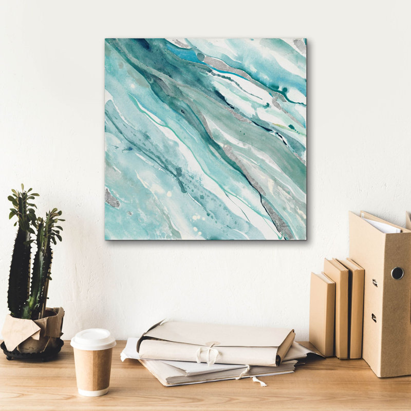«Silver Springs 2 Blue Green» par Albena Hristova, art mural sur toile, H 18 po x l 18 po x P 0,75 po