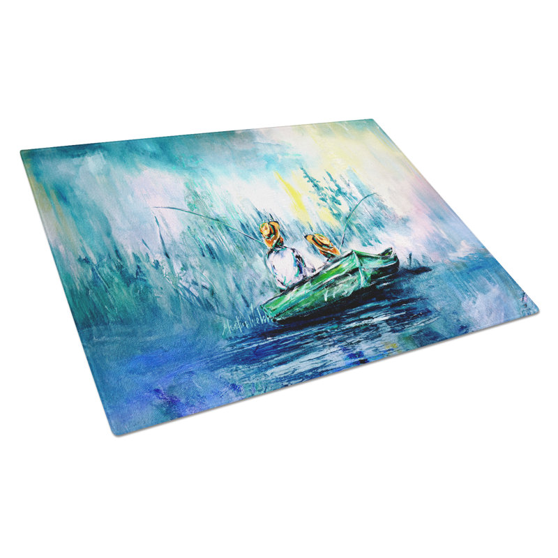 Fishing On The Bayou Glass Cutting Board