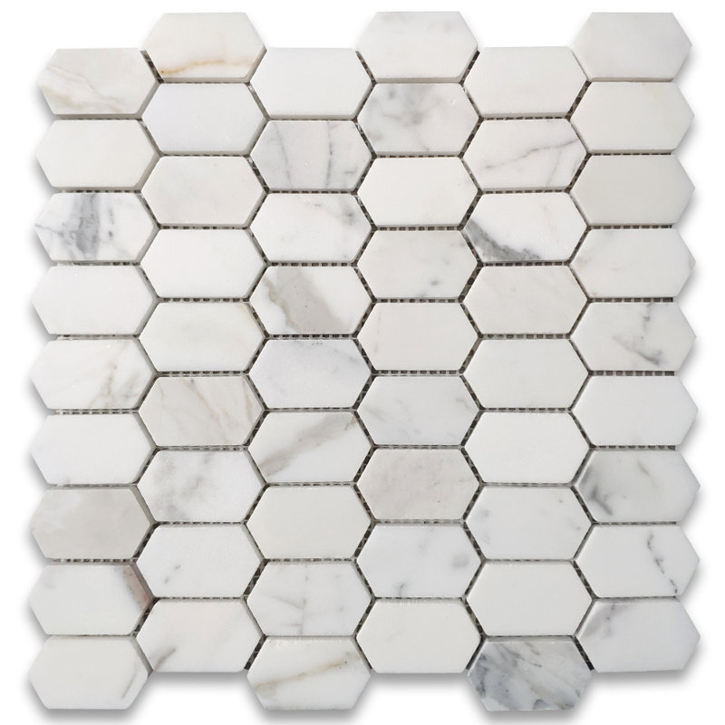11 in. x 11 in. Honed Marble Tile, White/Beige