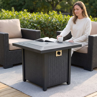 Table de foyer carrée au propane en fer de 71 cm (28 po) avec flammes réglables, 50 000 BTU