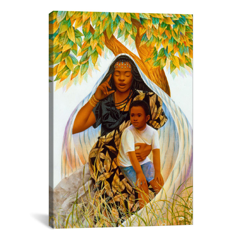 « griot (the conter) » par keith mallett, reproduction d’art sur toile, H 40 po x l 26 po x P 1,5 po