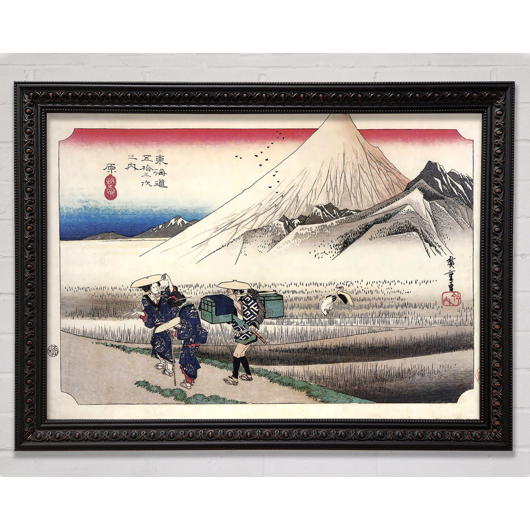 Reisende, die den Berg Fuji passieren von Hiroshige - Druck