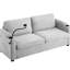 Velours côtelé convertible avec matelas double, hublots, porte-gobelets, poches latérales, porte-téléphone, touche pratique pour le salon, canapé-lit gris taille 2 simple-1730734446