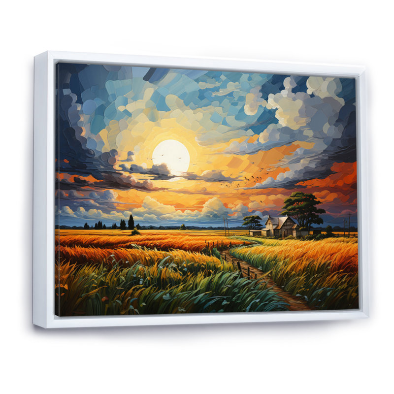 «Blue Prairies Whispers», impression sur toile, Cadre flottant blanc, H 24 po x l 32 po x P 1 po