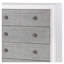 Commode blanche rustique patinée à 5 tiroirs Katia - Mobilier de rangement de chambre à coucher transitionnel avec tiroir supérieur doublé de feutre
