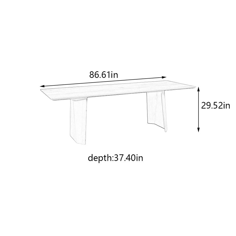 All solid wood rectangular dining table, Black, 29.52"H x 86.61"L x 37.4"W