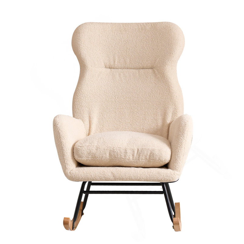 Chaise berçante moderne avec dossier haut, chaise berçante à accoudoirs confortable et fauteuil de salon