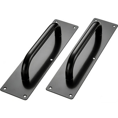 12 Inches Push Pull Door Handles Premium Commercial Sliding Barn Door Handle Pull and Push Plate for Front/Back Door/Mark/Restaurant/High Traffic Areas,Matte Black (2pcs)