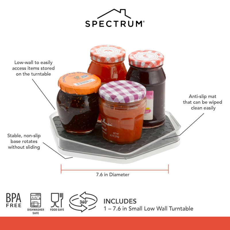 HEXA Low-Wall Lazy Susan - Clear/Dark Gray
