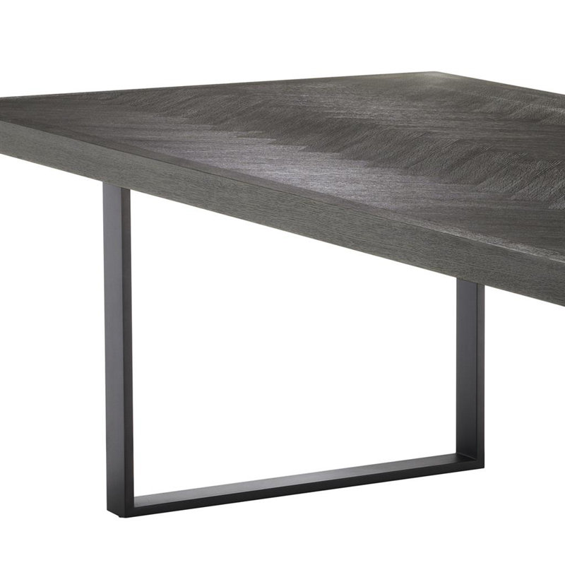 Borghese Solid Oak Dining Table, 45.2756" W x 118.1102" L, Charcoal Oak/Bronze