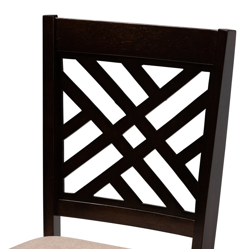 Fraserburgh Rubberwood Solid Wood Dining Set, 5 Pieces: Table, 4 Chairs, Sand/Espresso Brown