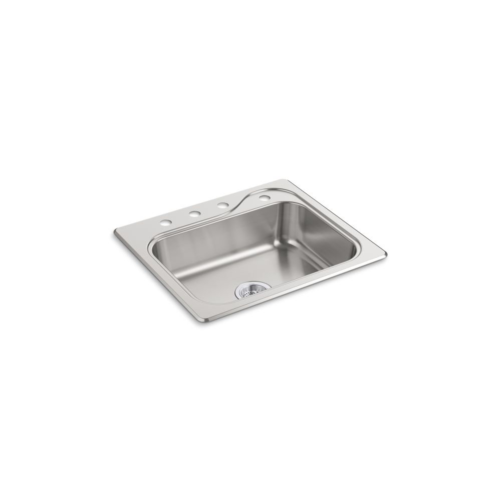 Southhaven 25'' L Drop-In Single Bowl Stainless Steel Kitchen Sink Sterling by Kohler