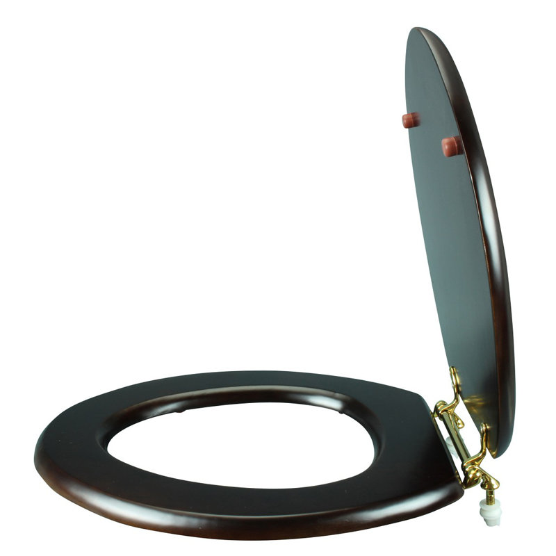 Siège de toilette allongé à charnière en bois massif