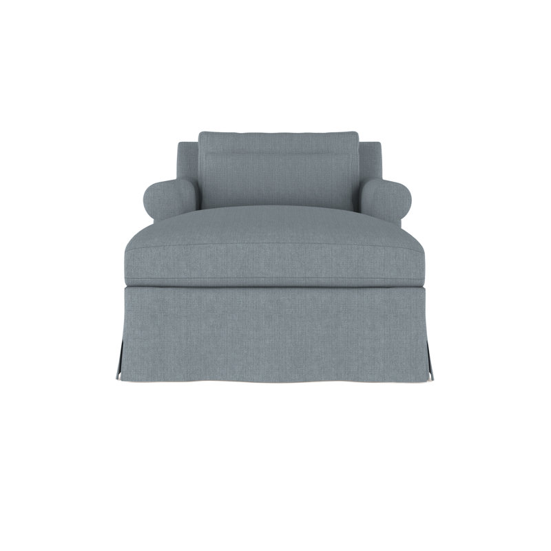Ludlow Chaise Lounge, Plush Velvet Silver Streak, Weathered