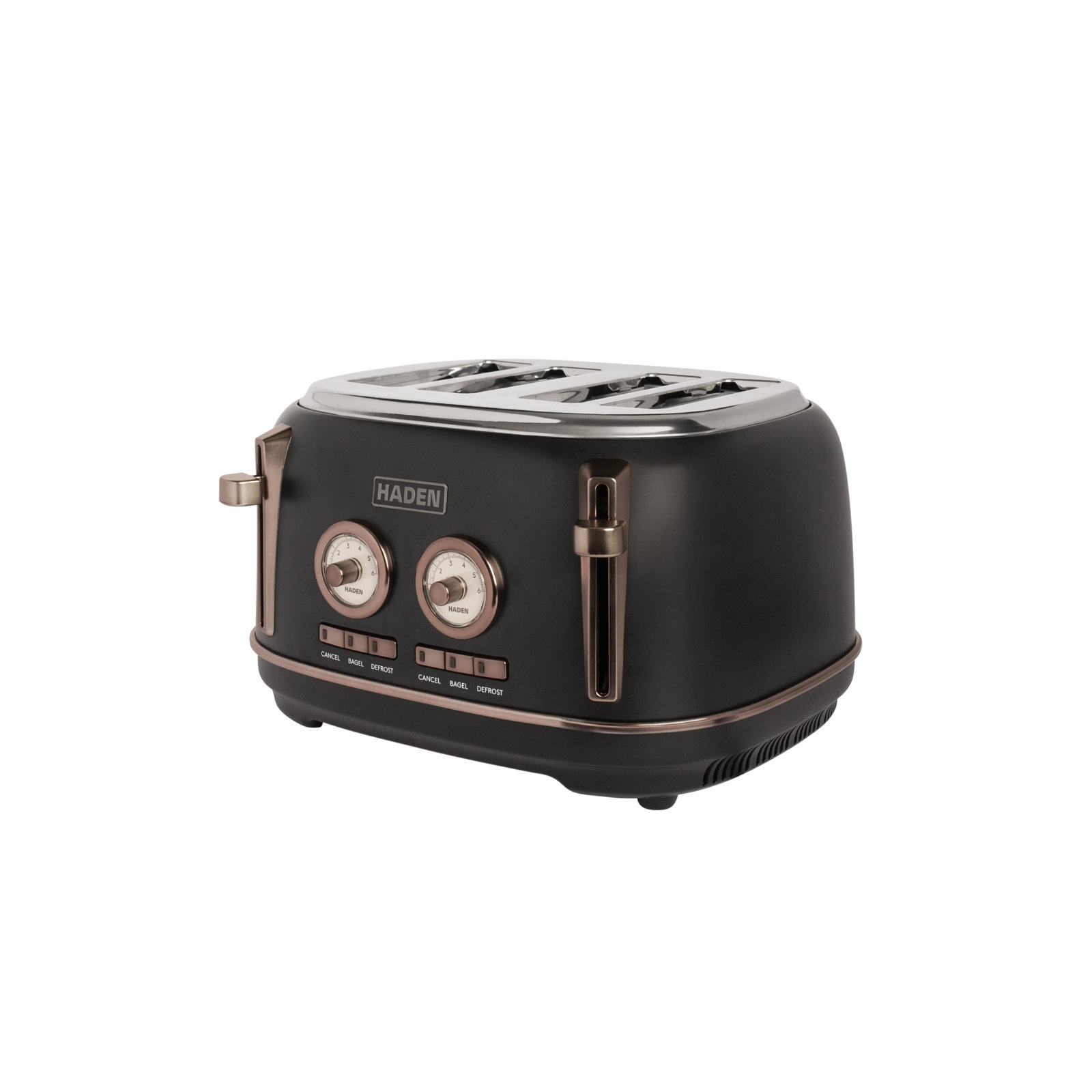 HADEN Dorset 4-Slice Wide Slot Toaster, Black/Pewter