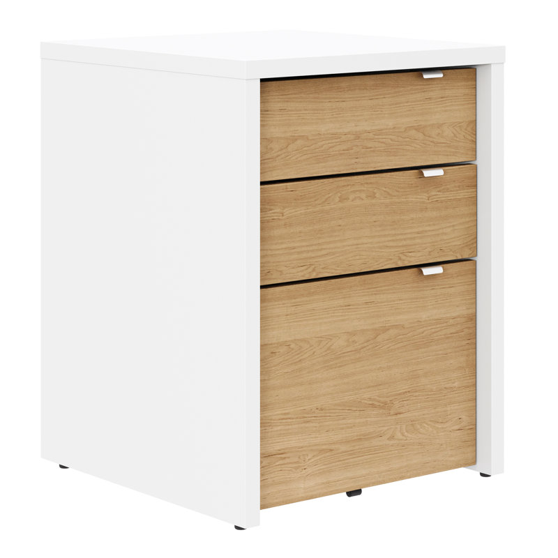 19'' Wide File Cabinet, White/Natural Maple